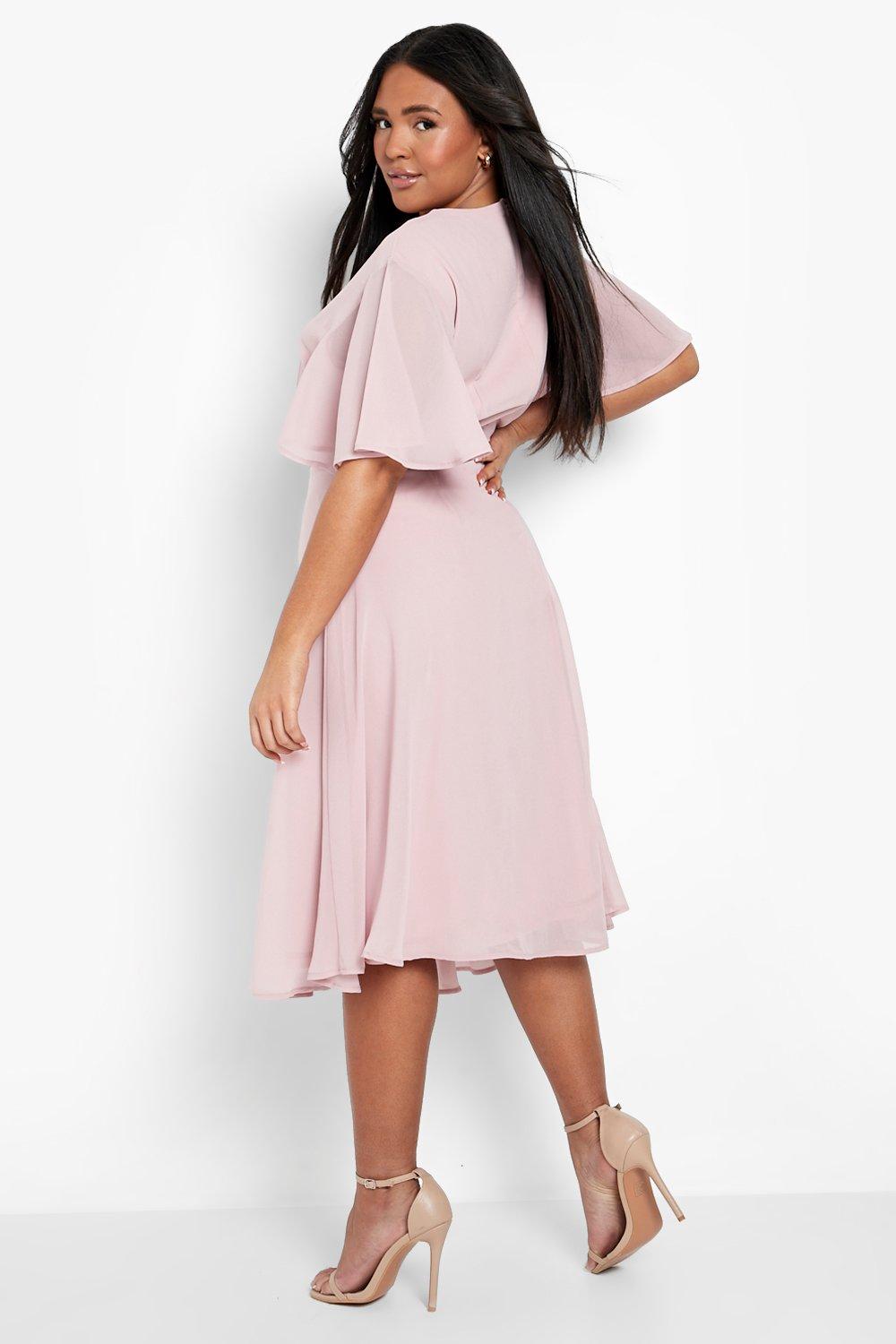 Boohoo angel sleeve midi hotsell skater dress